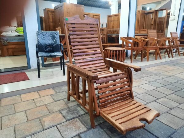Taek Wood Easy Chair - Handcrafted Kerala Teak Wood Chair - Image 2