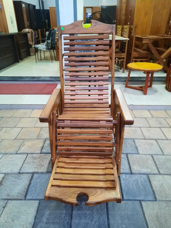 Taek Wood Easy Chair - Handcrafted Kerala Teak Wood Chair - Image 3